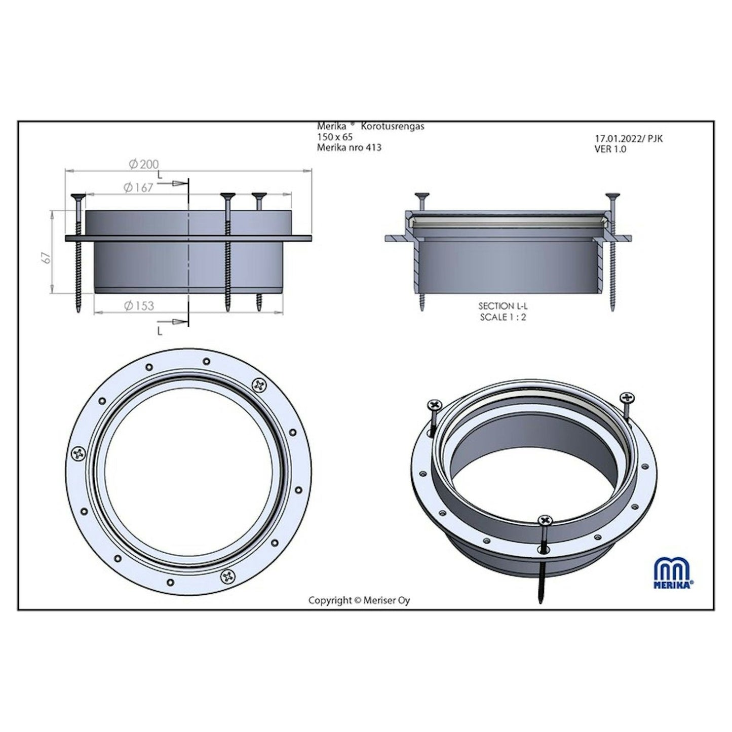 KOROTUSRENGAS MERIKA 150x65mm 413