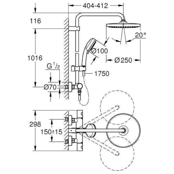 SUIHKUJÄRJESTELMÄ GROHE 26833001 TEMPESTA COSMOPOL 250