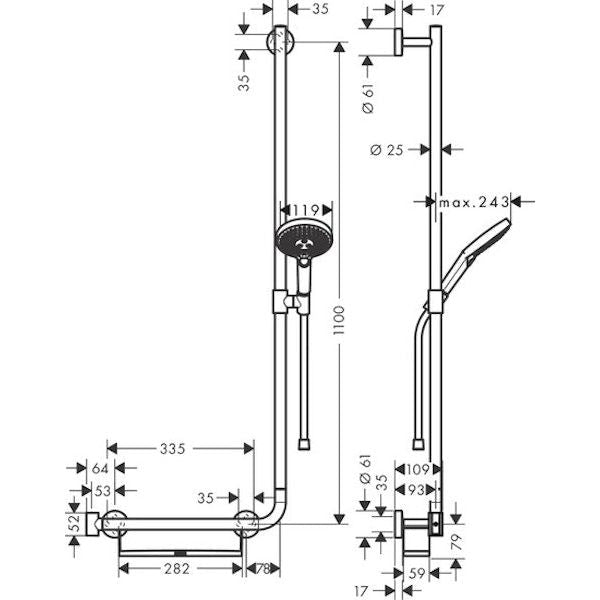 SUIHKUSETTI HANSGROHE 26326000 U'C110R/RD SELECT120