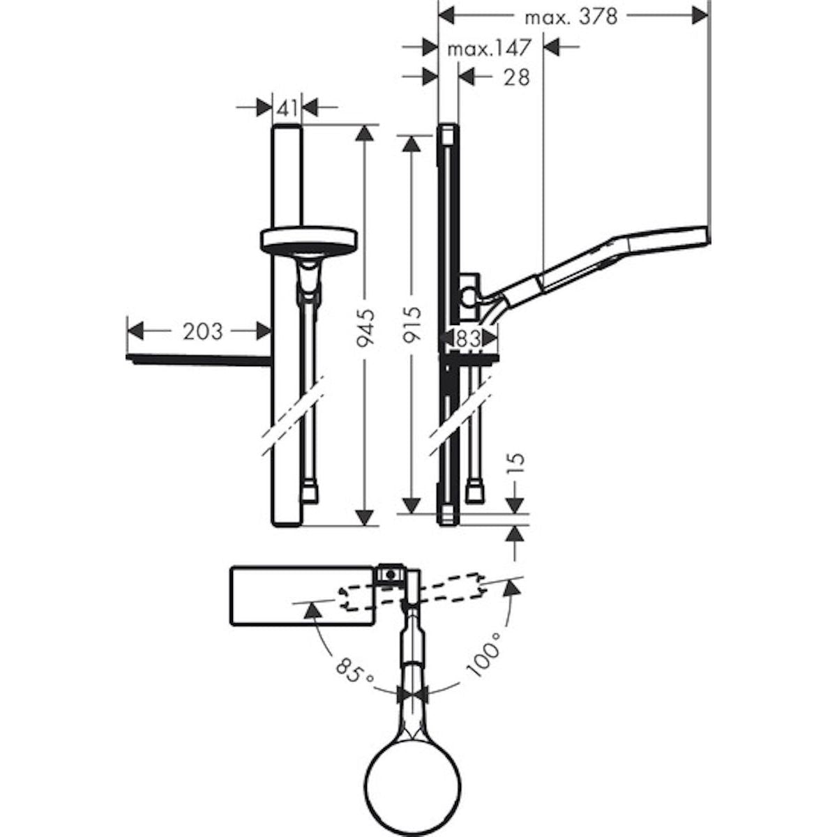 SUIHKUSETTI HANSGROHE 27671000 RAINFIN 130 3JET KROMI