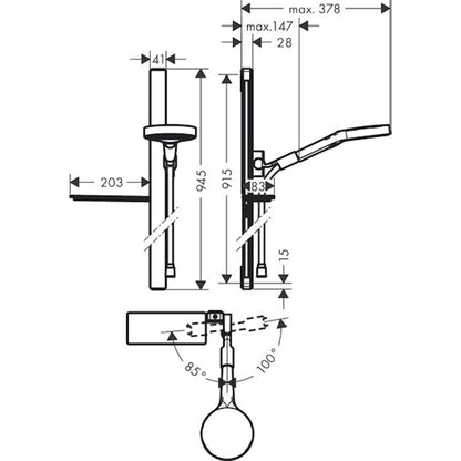 SUIHKUSETTI HANSGROHE 27671000 RAINFIN 130 3JET KROMI