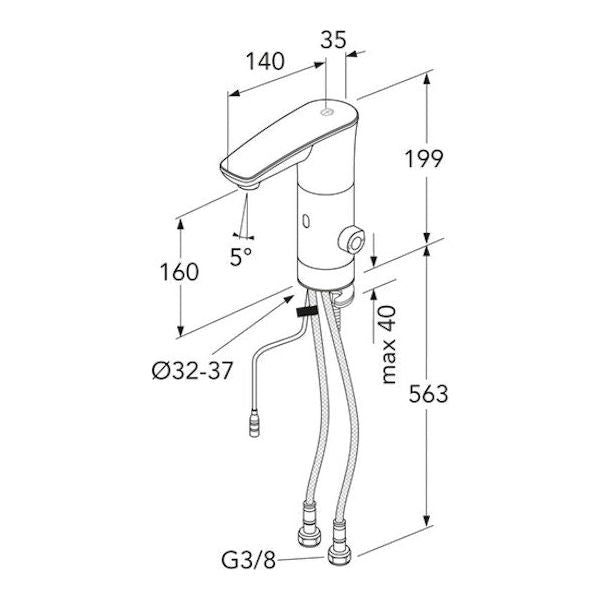 PESUALLASHANA GUSTAVSBERG SENSORIC ELEKTR MUSTA 160MM