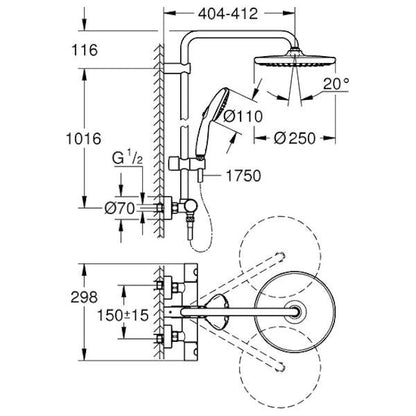 SUIHKUJÄRJESTELMÄ GROHE 268332431 TEMPESTA 250