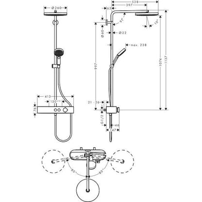 SUIHKUJÄRJESTELMÄ HANSGROHE 24220670 PULSIFY SP 260 MUSTA