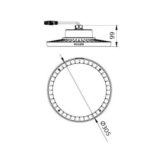 SYVÄSÄTEILIJÄ CORELINE HIGHBAY BY102P LED260S/840 PSU WB