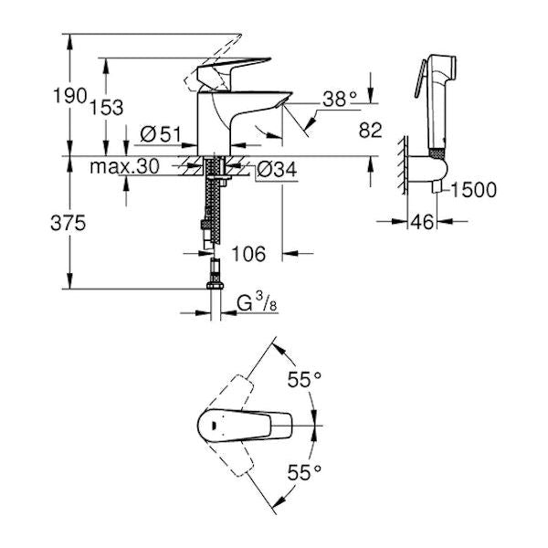 PESUALLASHANA GROHE 23773001 START EDGE BIDE