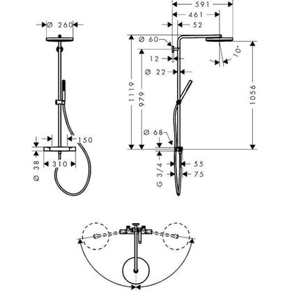 SUIHKUJÄRJESTELMÄ HANSGROHE 24228670 PURO 260 FINE MUSTA