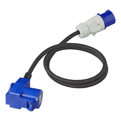 Adapterikaapeli 150cm 3x2,5mm² CEE-pistorasiasta CEE:n kulmayhdistimeen + Schuko-pistokkeeseen - Kotikauppa