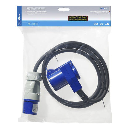 Adapterikaapeli 150cm 3x2,5mm² CEE-pistorasiasta CEE:n kulmayhdistimeen + Schuko-pistokkeeseen - Kotikauppa