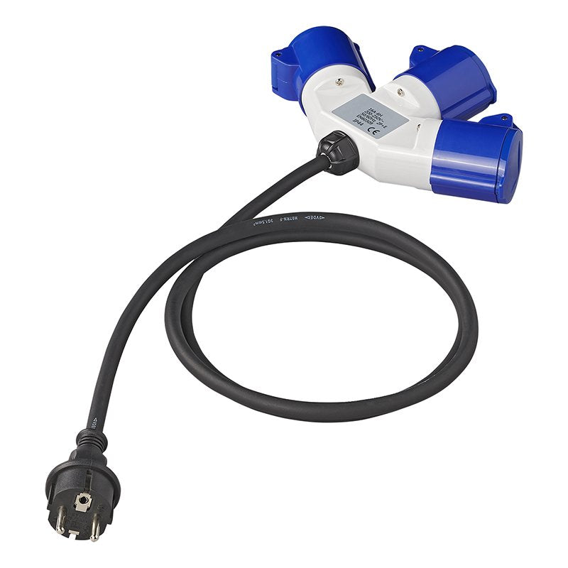 Adapterikaapeli 150cm 3x2,5mm² Schuko-pistokkeesta 3xCEE:hen - Kotikauppa