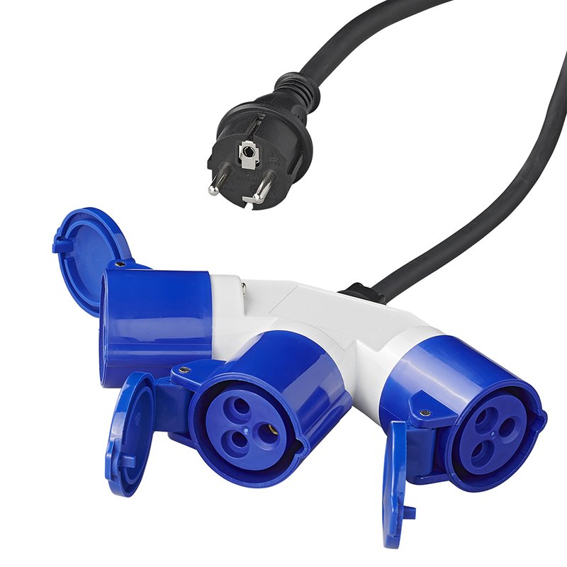 Adapterikaapeli 150cm 3x2,5mm² Schuko-pistokkeesta 3xCEE:hen - Kotikauppa
