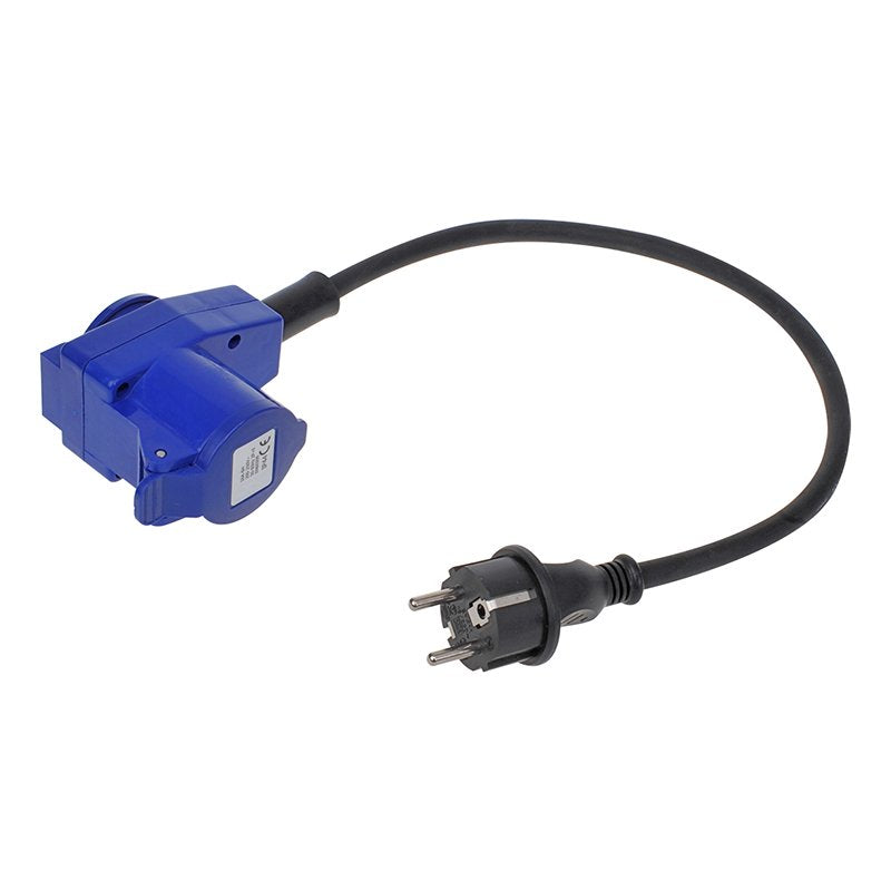 Adapterikaapeli 40cm Schuko-pistorasiasta CEE:n kulmayhdistimeen + Schuko-pistokkeeseen - Kotikauppa