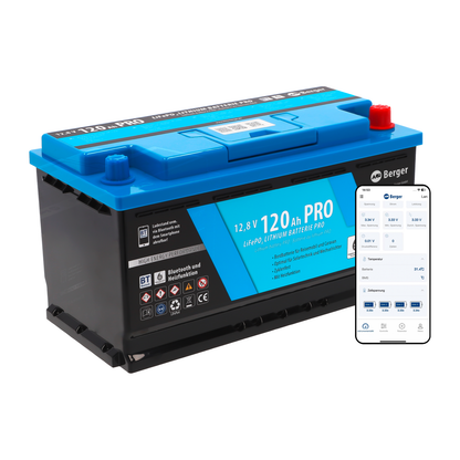 Berger LiFePO4 -litiumakku 120 Ah 12 V Bluetooth lämmityksellä | 009303