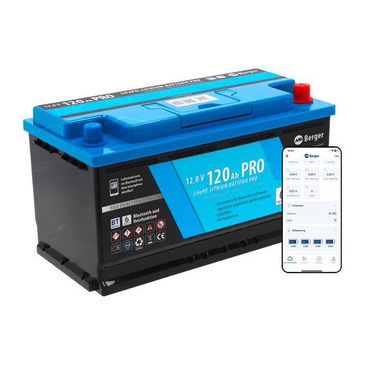 Berger LiFePO4 -litiumakku 120 Ah 12 V Bluetooth lämmityksellä | 009303