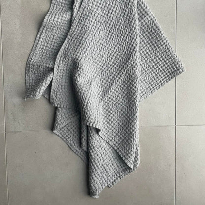 Big Linen Towel - Gray Waffle Fabric - Kotikauppa