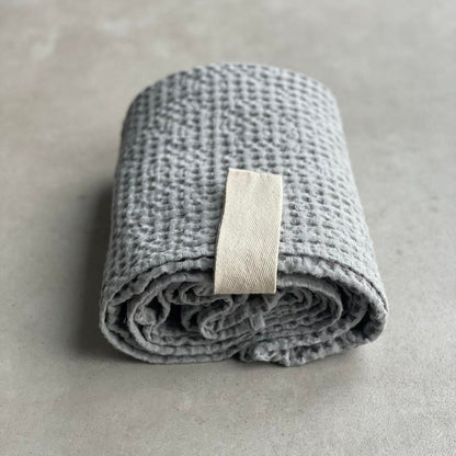 Big Linen Towel - Gray Waffle Fabric - Kotikauppa