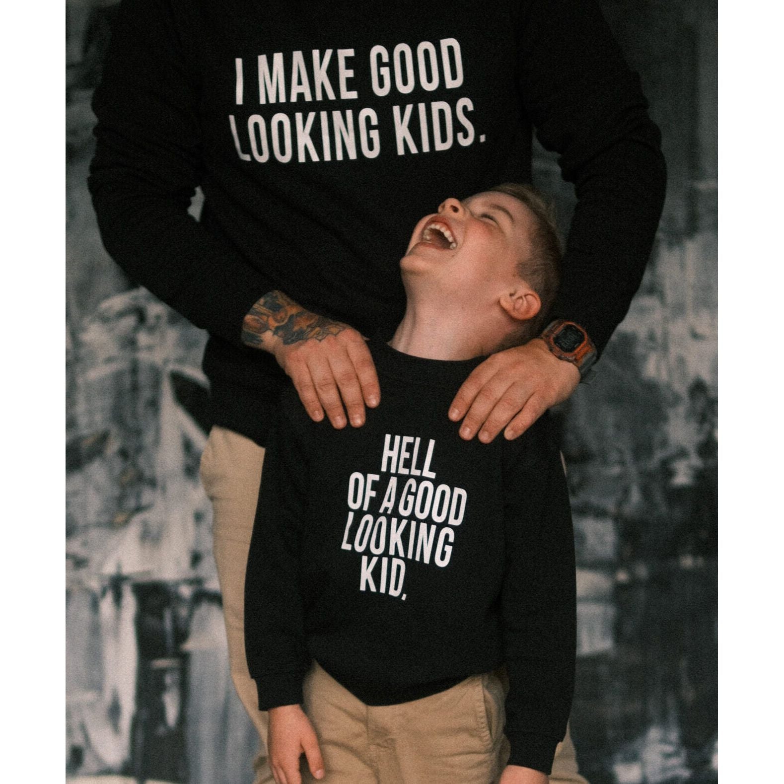 Matching Sweatshirts For Dad and Kid - Black