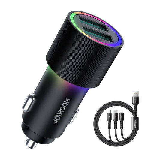 Car Charger Joyroom JR-CL10, 2x USB, 4.8A + Kaapeli 3in1 (black) - Kotikauppa