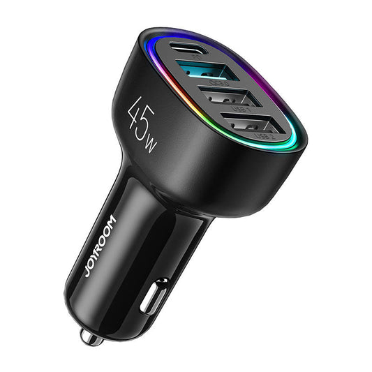Car charger Joyroom JR-CL09, 4-port, 1x USB-C PD, 1x QC3.0 USB, 2x USB (black) - Kotikauppa