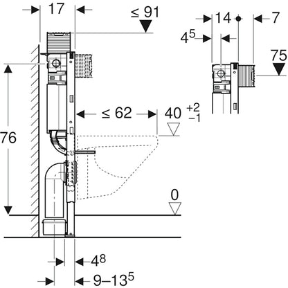 ASENNUSTELINE GEBERIT DUOFIX OMEGA MATALA 82cm