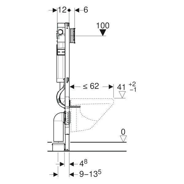 ASENNUSTELINE GEBERIT DUOFIX SIGMA KORKEA 112cm