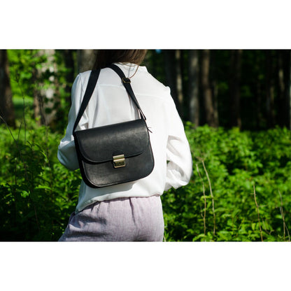 Natural Leather Saddle Bag Large – Black