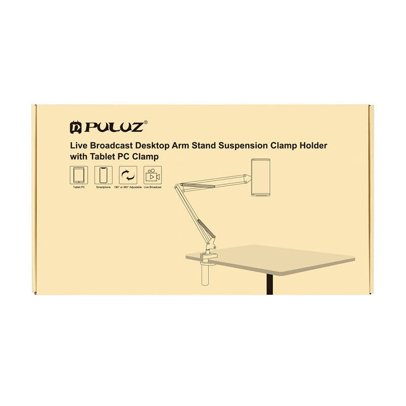 Desk stand Puluz with phone/tablet holder (black) - Kotikauppa
