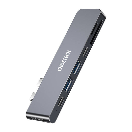 Docking Station Choetech HUB-M14 for Macbook Pro, 7-in-2 USB-C, Thunderbolt 3 (silver) - Kotikauppa