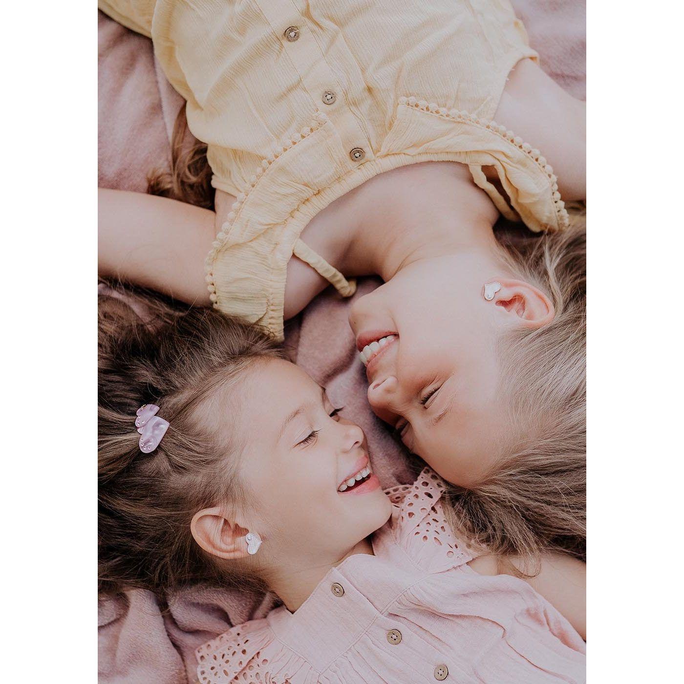 Earrings White Heart - For Kids