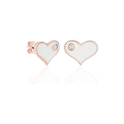 Earrings White Heart - For Kids