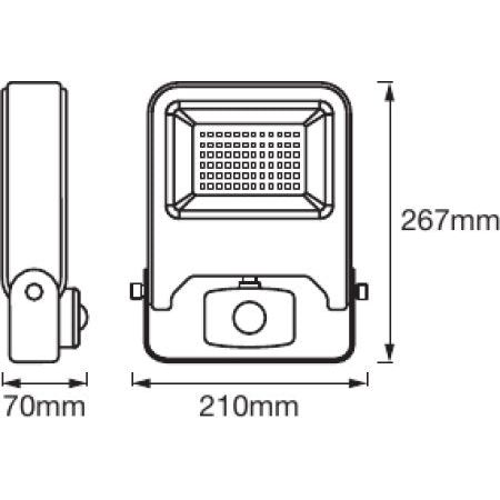 50W LED-valonheitin IP44 LEDVANCE FLOOD SENSOR 3000K, liiketunnistimella