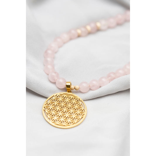 Flower Of Life Bracelet S – Rose quartz