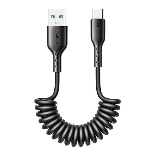 Fast Charging Kaapeli for car Joyroom USB-A to Type-C Easy-Travel Series 3A 1.5m, coiled (black) - Kotikauppa