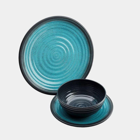 Flamefield melamiiniastiasto Granite Aqua, 12 osaa - Kotikauppa