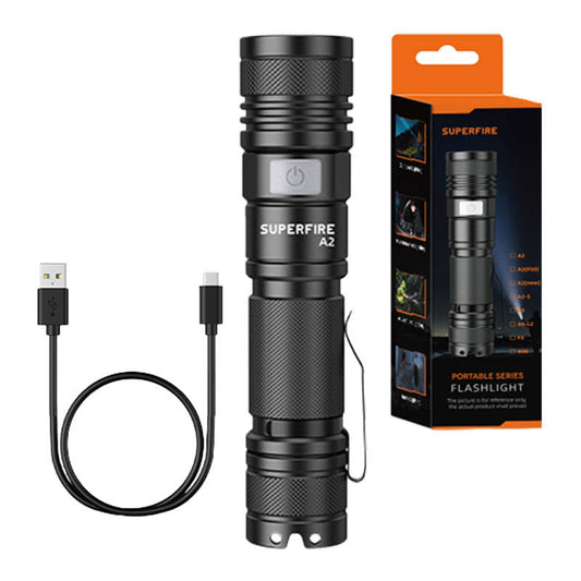 Flashlight Superfire A2, 650lm, USB - Kotikauppa