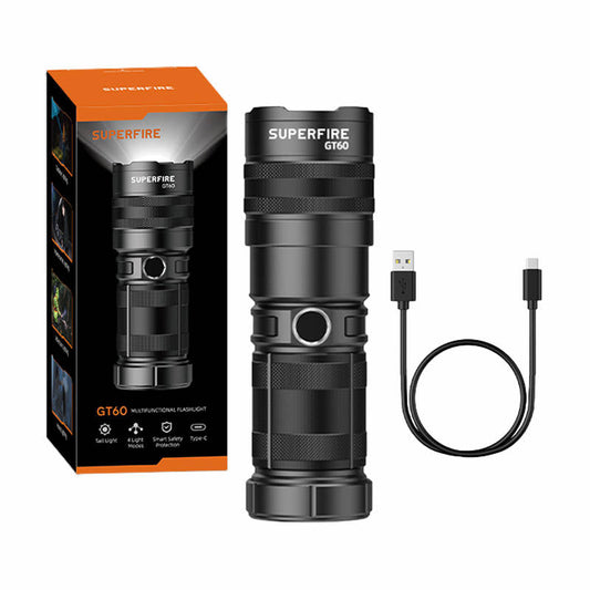 Flashlight Superfire GT60, 2600lm, USB-C - Kotikauppa