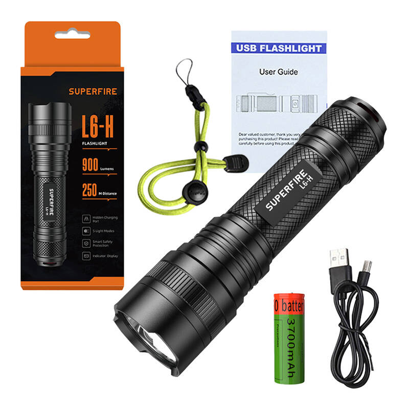 Flashlight Superfire L6-H, 750lm, USB-C - Kotikauppa