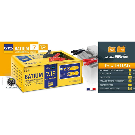 GYS BATIUM 7.12 akkulaturi 6/12 V 15-130 Ah