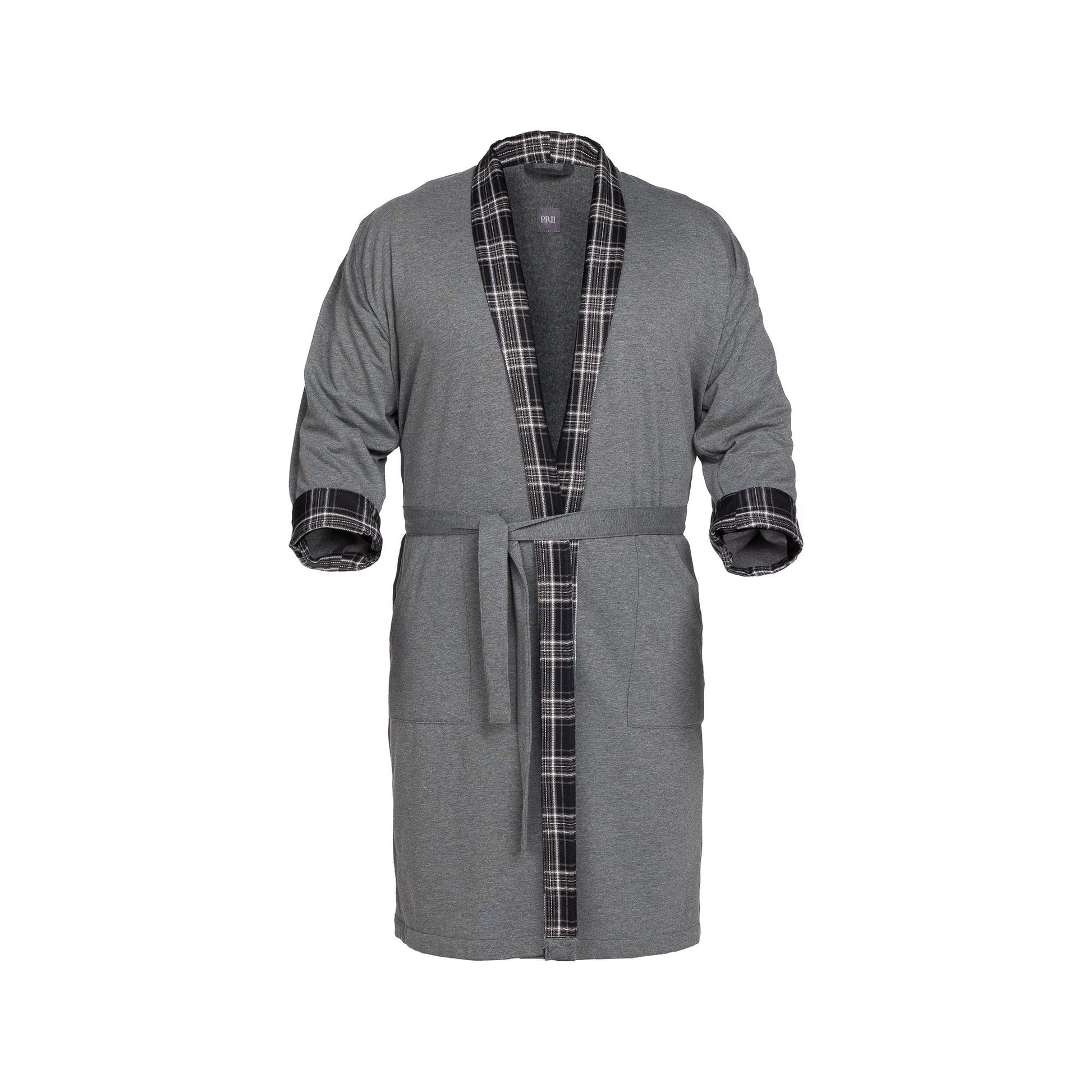Hall 3/4 varrukatega flanellist kraega hommikumantel - Kotikauppa