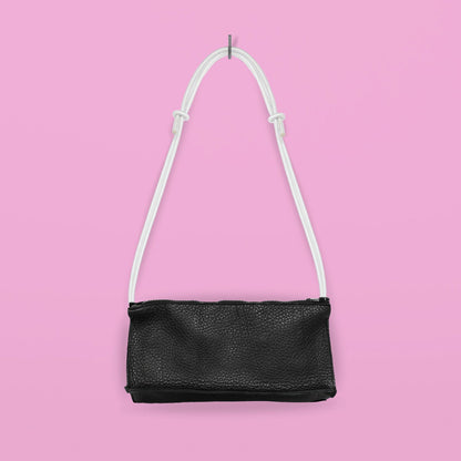 Handmade Leather Bum Bag - Black and White - Kotikauppa