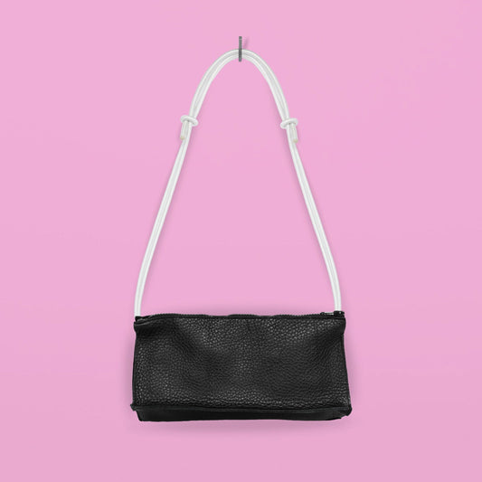 Handmade Leather Bum Bag - Black and White - Kotikauppa