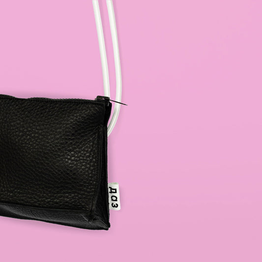 Handmade Leather Bum Bag - Black and White - Kotikauppa