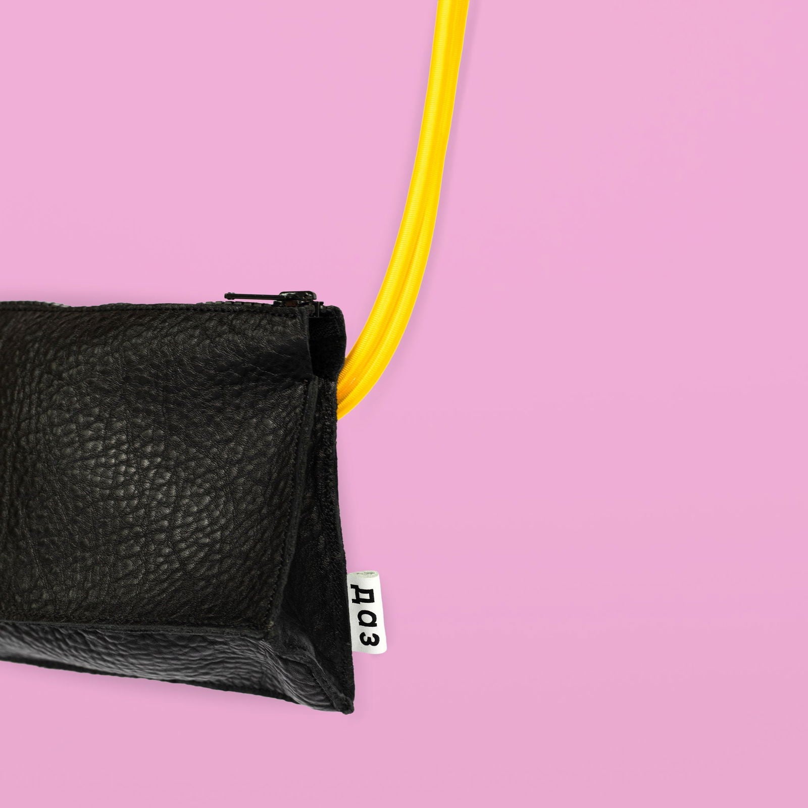 Handmade Leather Bum Bag - Black and Yellow - Kotikauppa