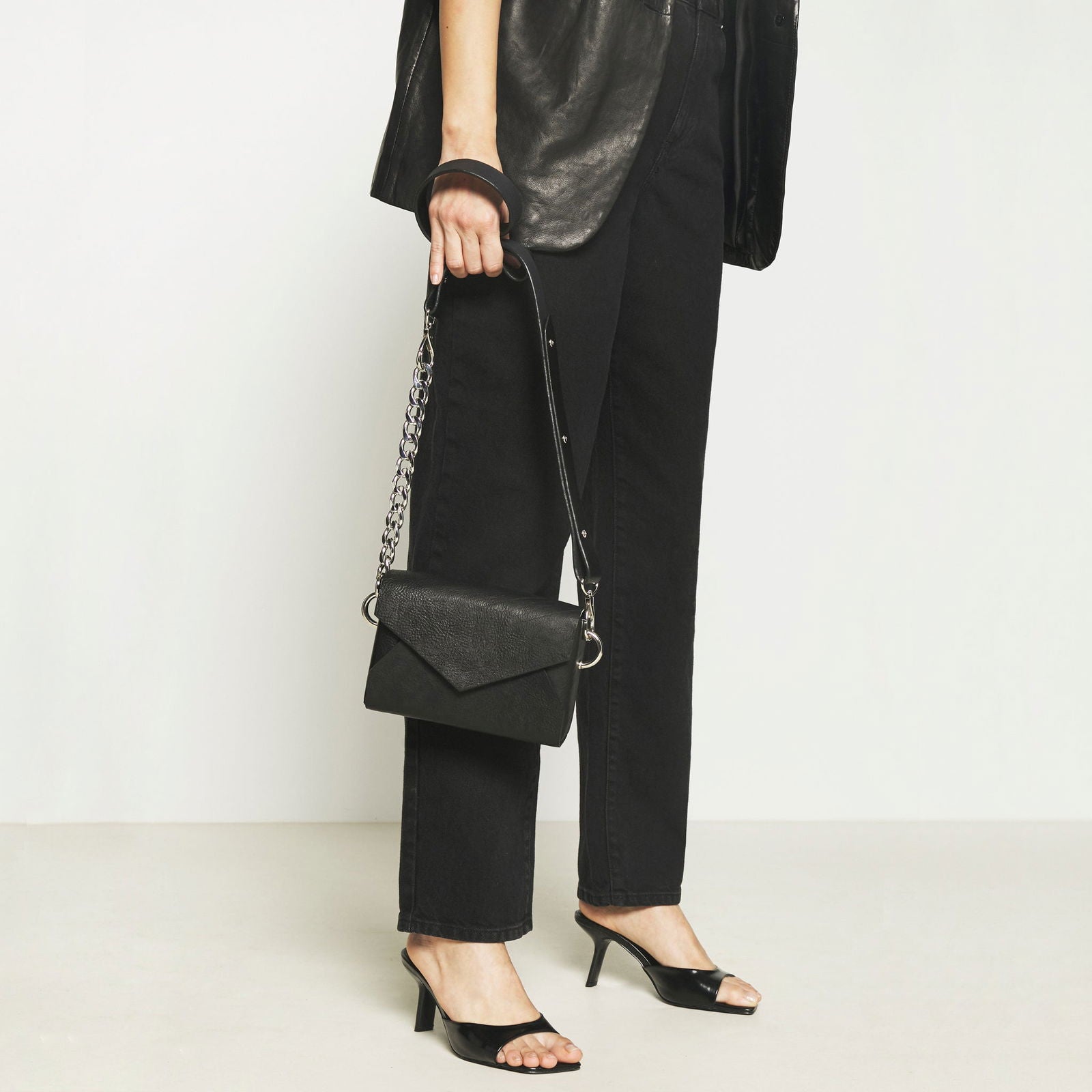 Handmade Leather Envelope Bag - Black - Kotikauppa