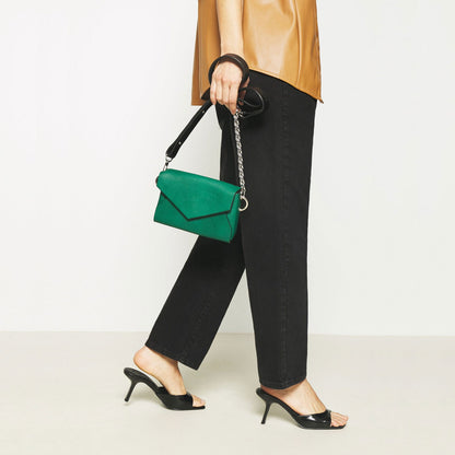 Handmade Leather Envelope Bag - Green - Kotikauppa