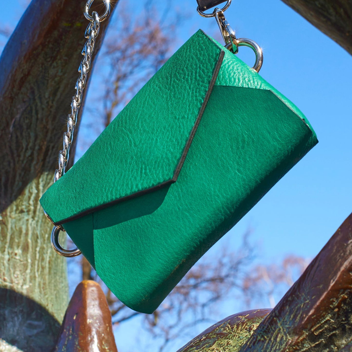 Handmade Leather Envelope Bag - Green - Kotikauppa