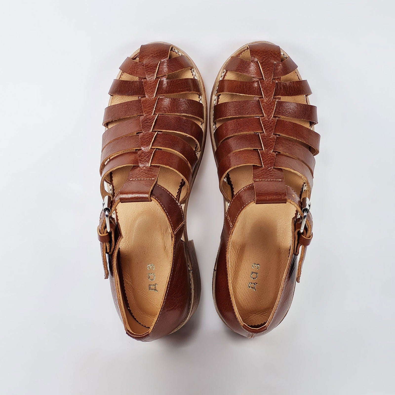 Handmade Leather Fisherman Sandals - Brown - Kotikauppa
