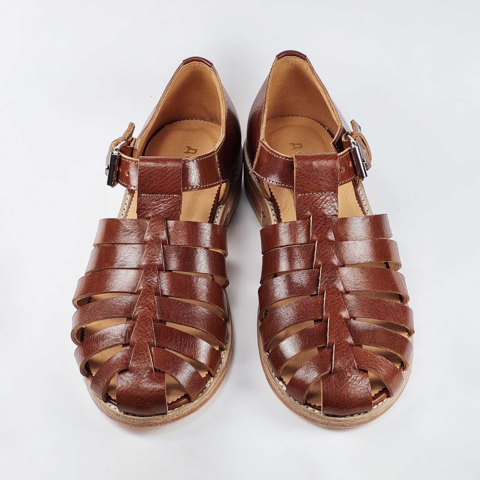 Handmade Leather Fisherman Sandals - Brown - Kotikauppa