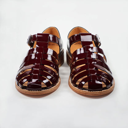 Handmade Leather Fisherman Sandals - Burgundy - Kotikauppa