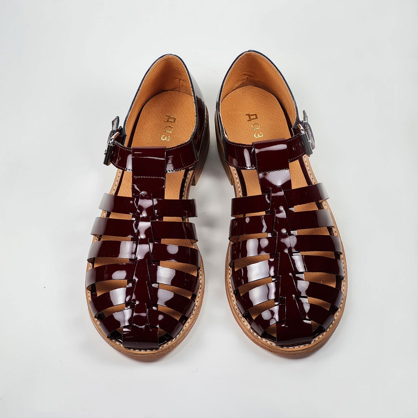 Handmade Leather Fisherman Sandals - Burgundy - Kotikauppa